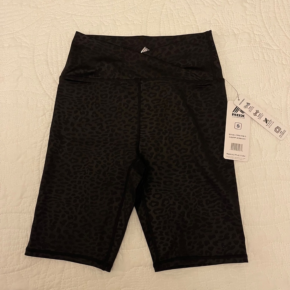 RBX women's bike shorts black leopard  NWT